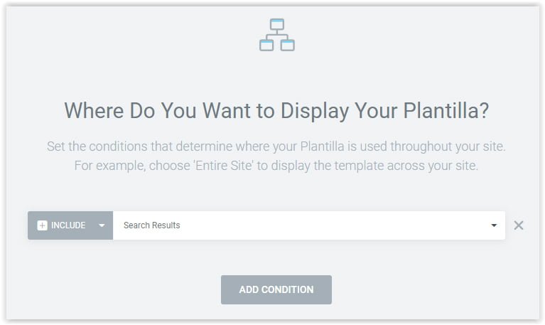 Elementor - Condiciones de la plantilla para los reusltados de busqueda de contenido