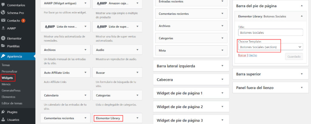 Utilizar una plantilla de Elementor como un Widget de WordPress