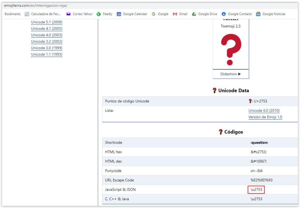 Codigo del Emoji en formato JSON-LD para los RichSnippets de preguntas frecuentes