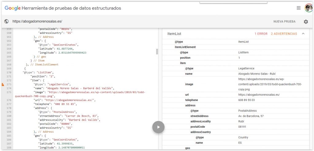 Herramienta de datos estructurados de Google