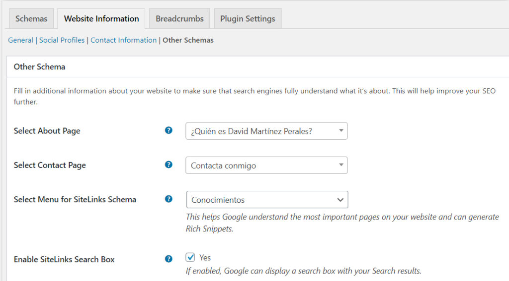 Schema PRO - Website Information - Other Schemas