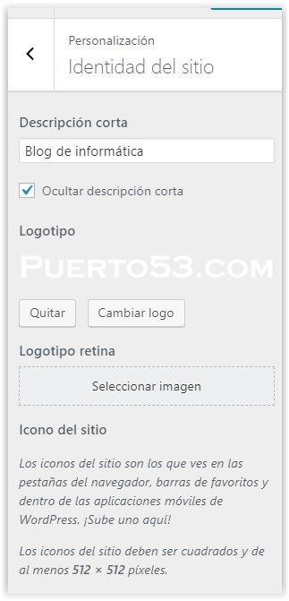 Generatepress - Configurar la identidad del sitio