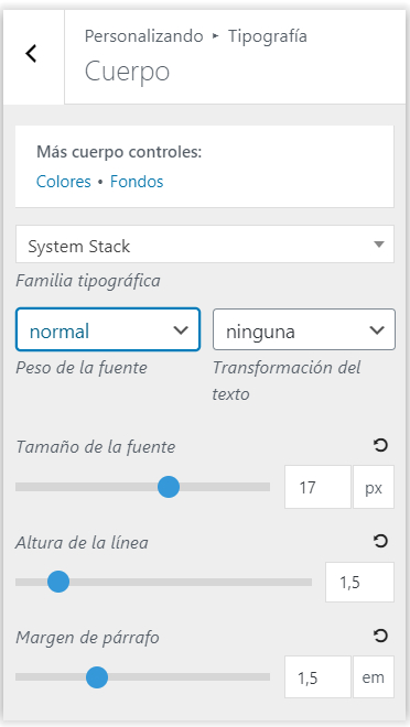 Generatepress - Configuracion del tipo de fuente en WordPress